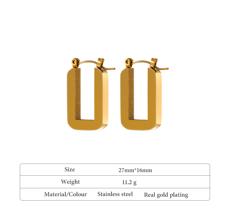 Minimalist 18K Gold Plated U-shape Earrings