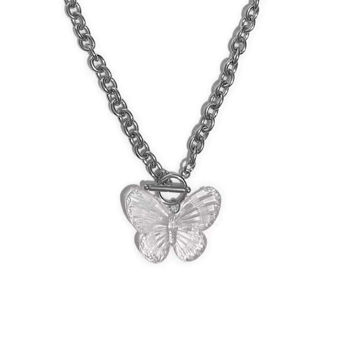 Buckle Y2K transparent butterfly necklace