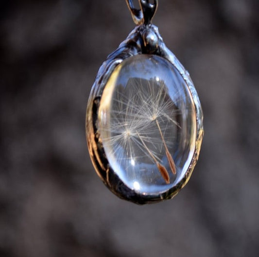 Natural botany dandelion seed plant necklace