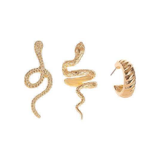 Punk 3-piece snake earring set