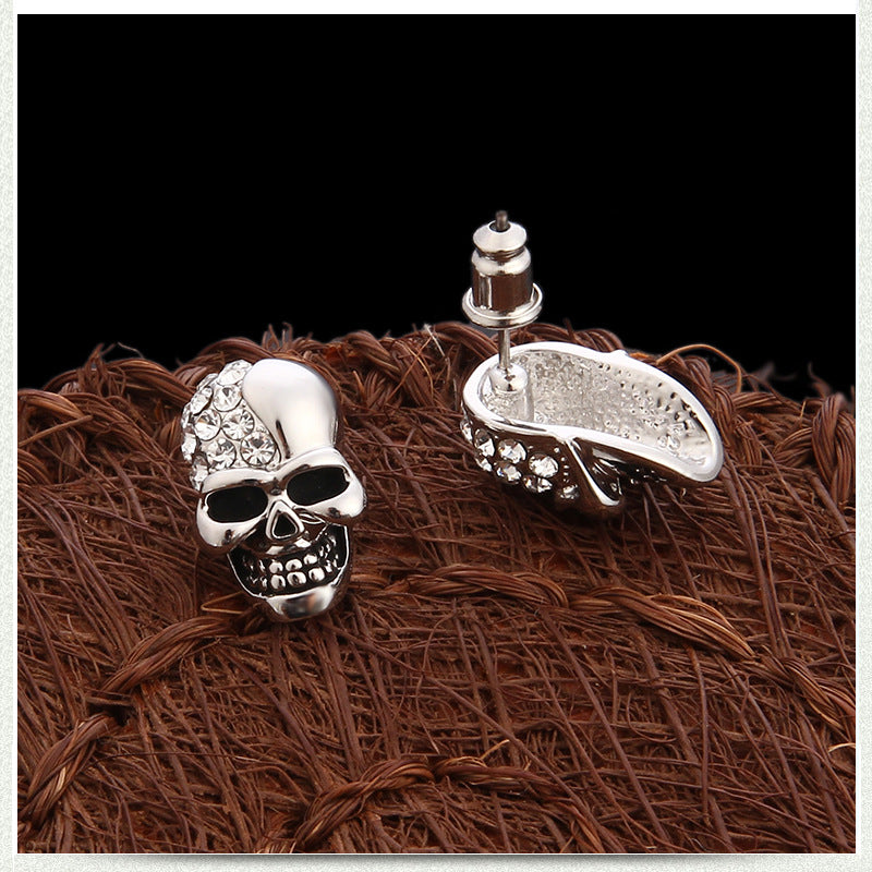 'Skully' Earrings - Gothic Diamante Skull Earrings