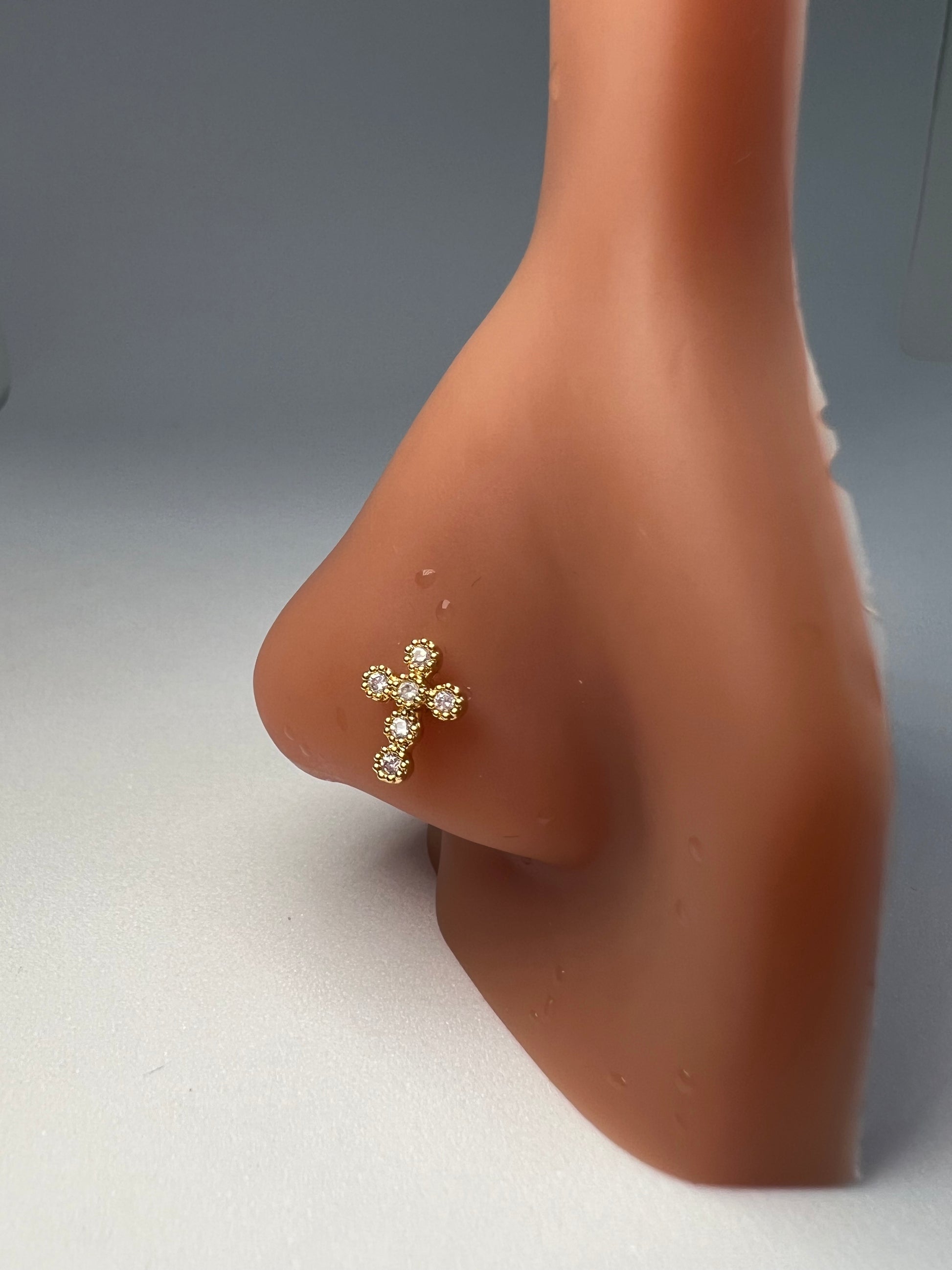 Round Cross Nose Stud Piercing Jewellery - Allisonswigbox