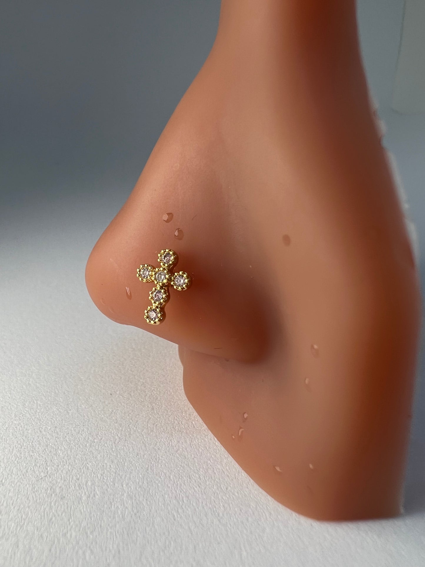 Round Cross Nose Stud Piercing Jewellery - Allisonswigbox