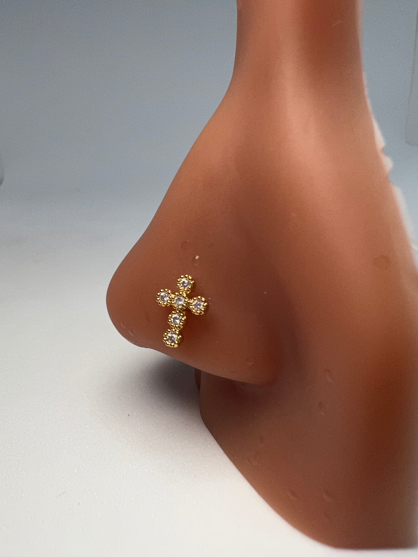 Round Cross Nose Stud Piercing Jewellery - Allisonswigbox