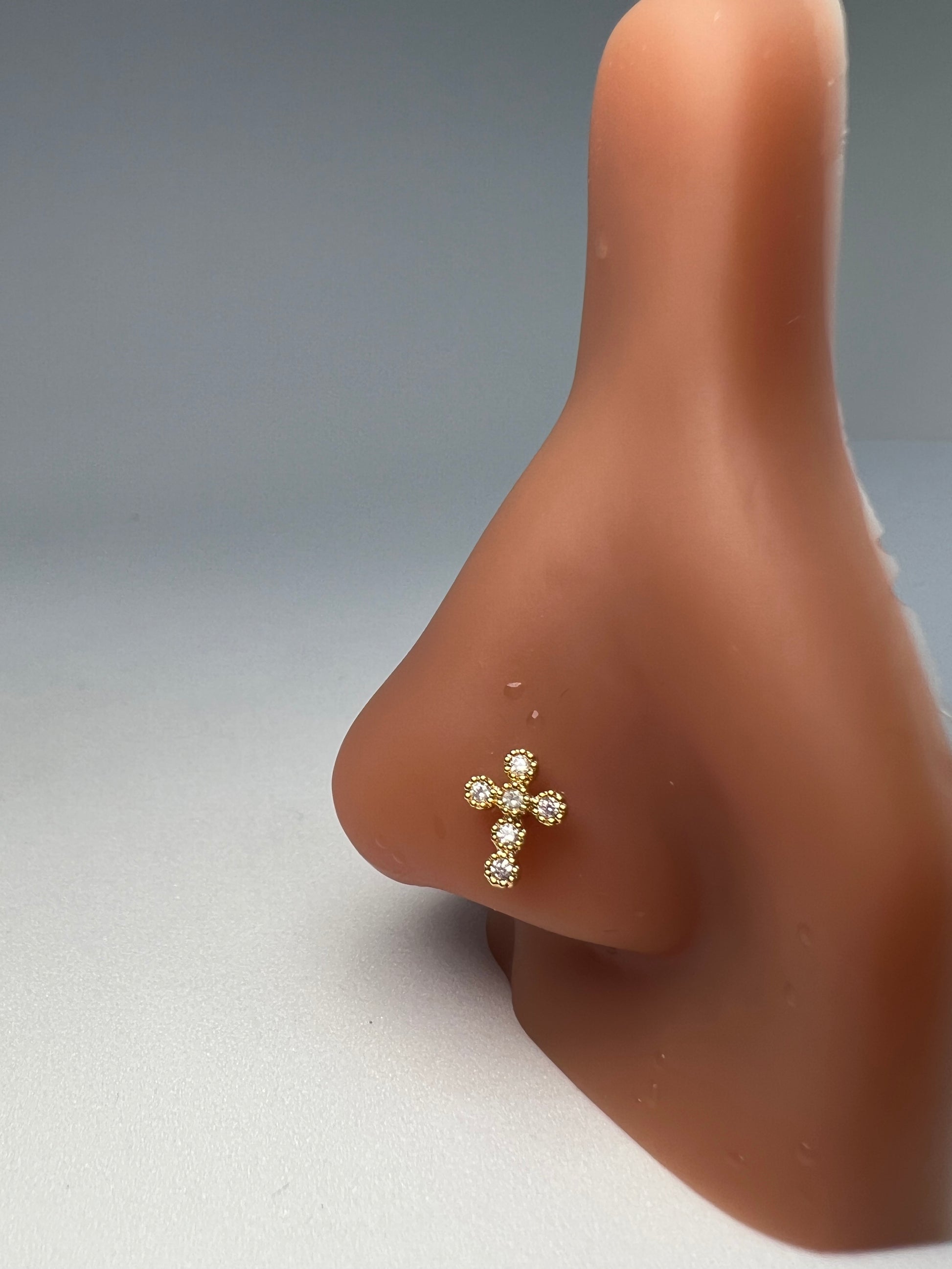 Round Cross Nose Stud Piercing Jewellery - Allisonswigbox