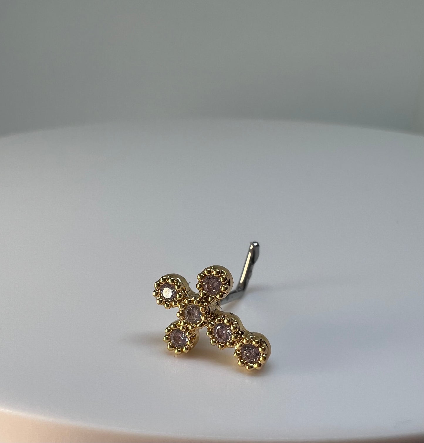 Round Cross Nose Stud Piercing Jewellery - Allisonswigbox