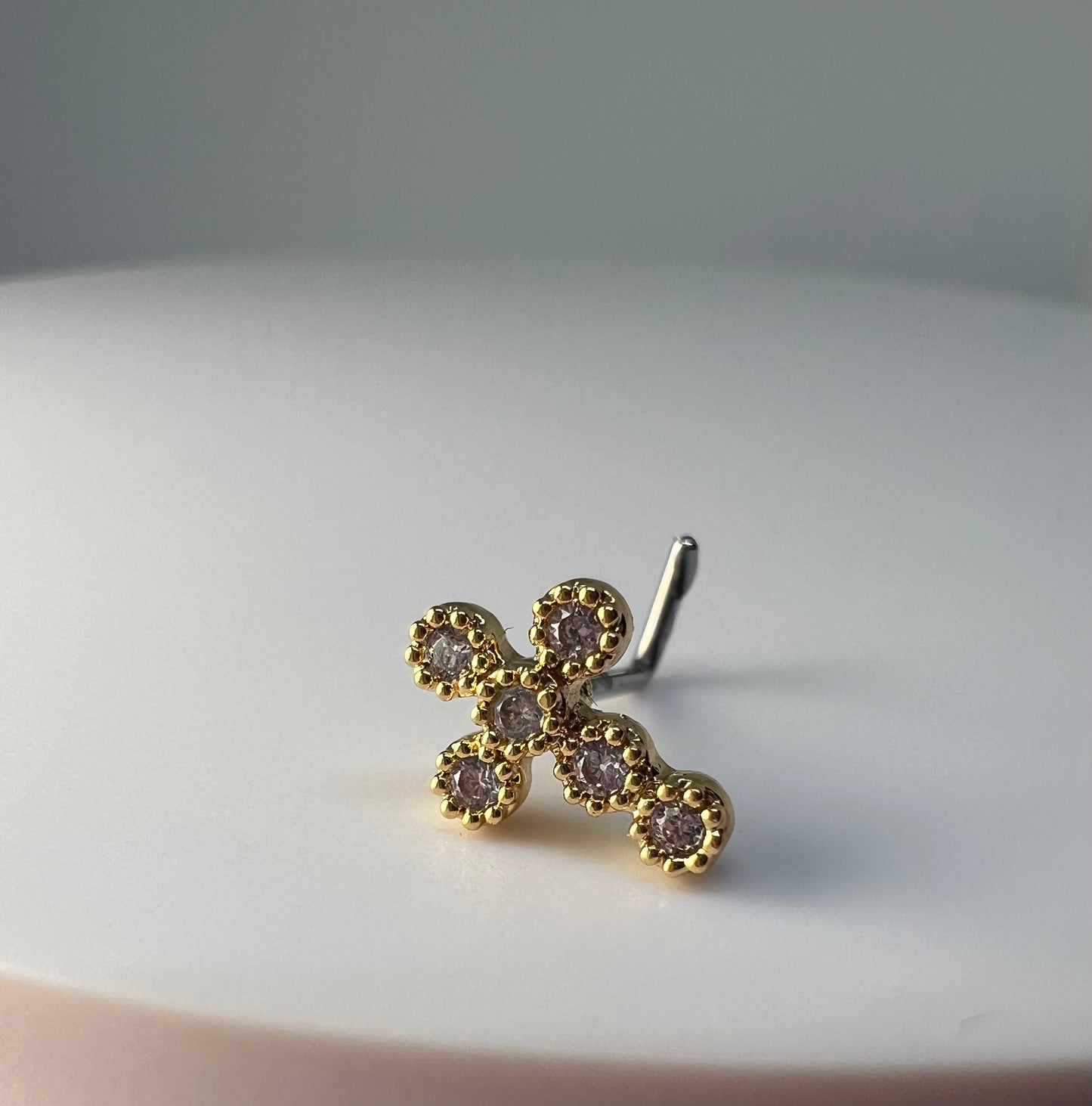 Round Cross Nose Stud Piercing Jewellery - Allisonswigbox