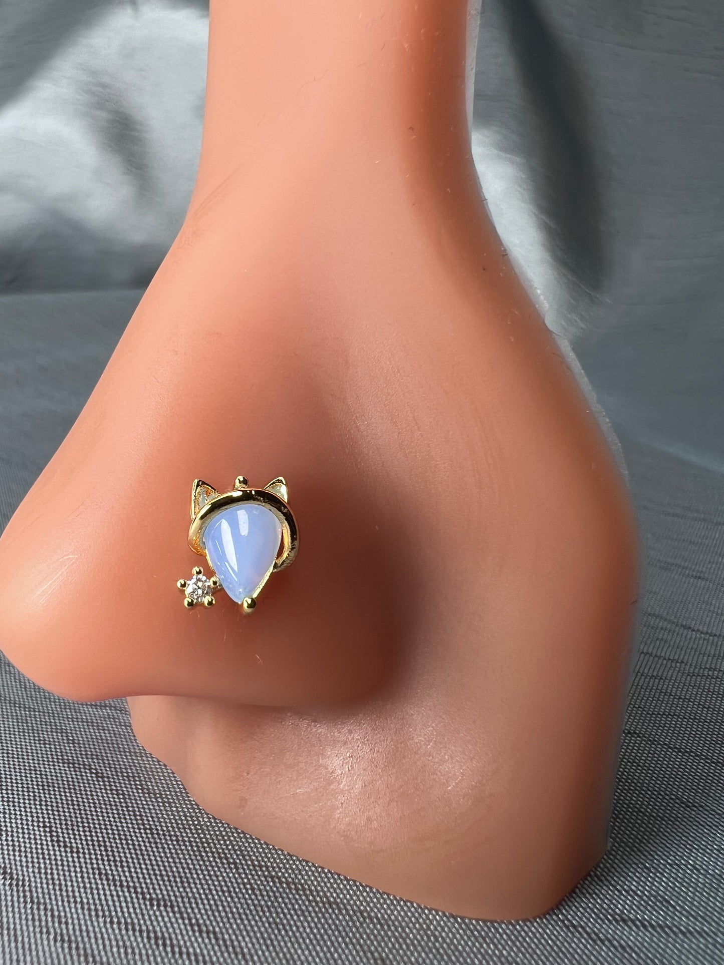 Blue cat nose stud Piercing Jewellery