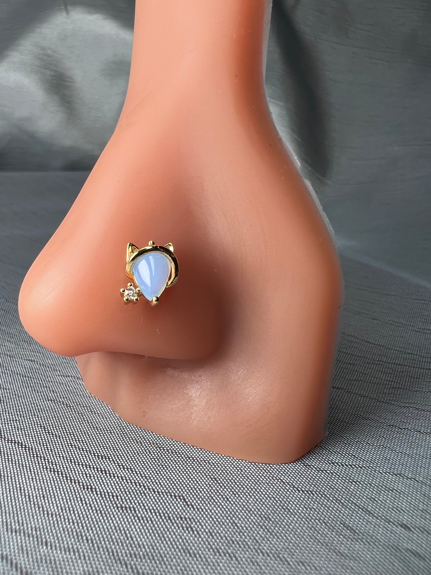 Blue cat nose stud Piercing Jewellery