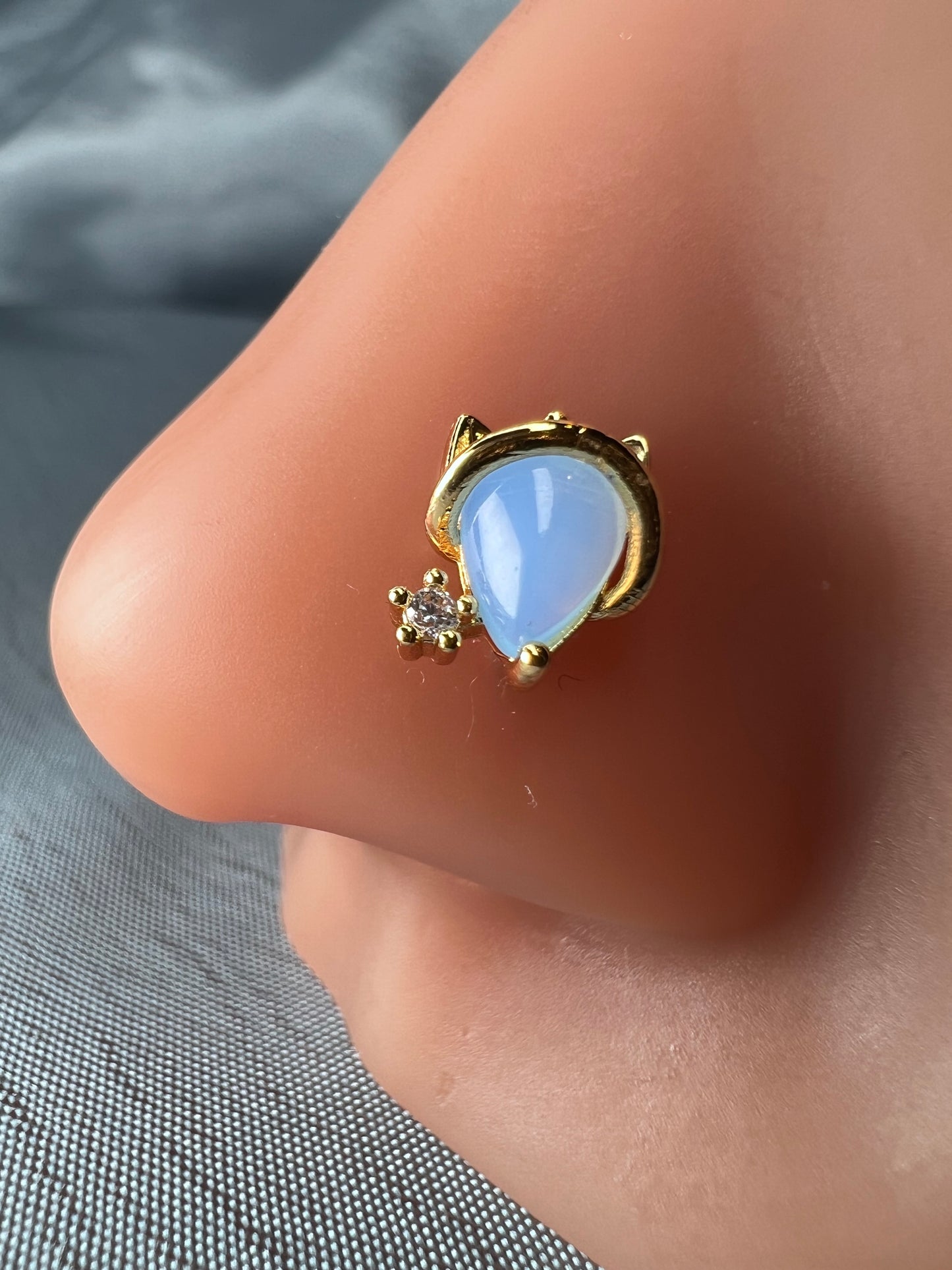 Blue cat nose stud Piercing Jewellery