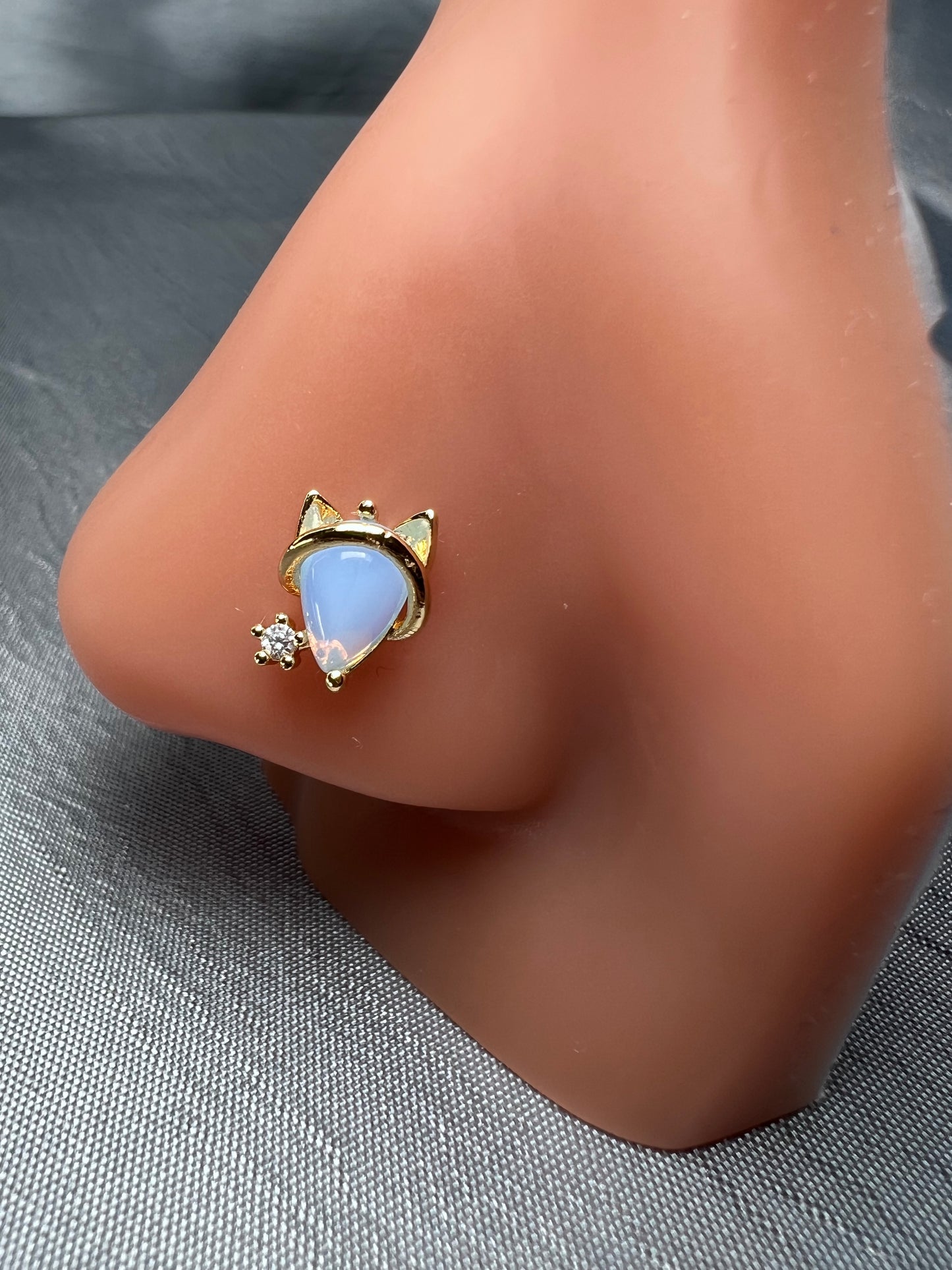 Blue cat nose stud Piercing Jewellery