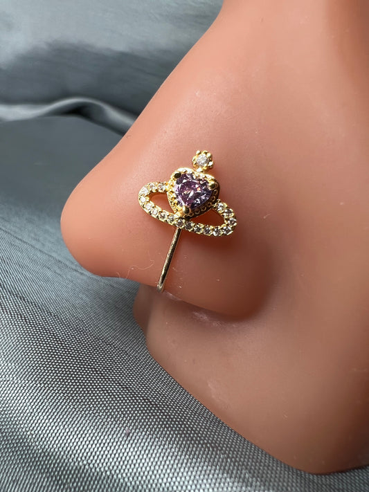 Principessa purple gem Nose cuff Jewellery