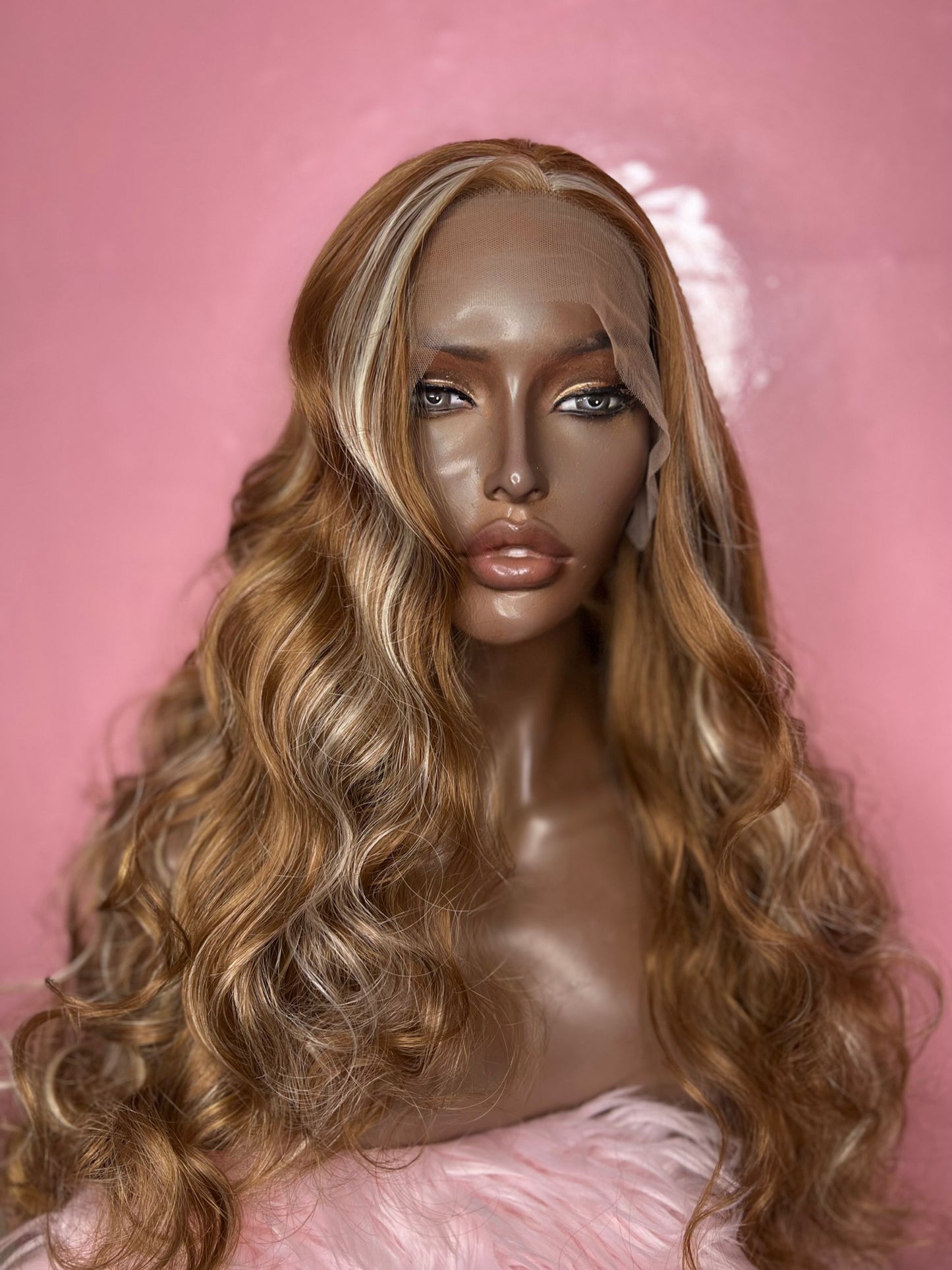 Karesha highlight brown synthetic lace wig