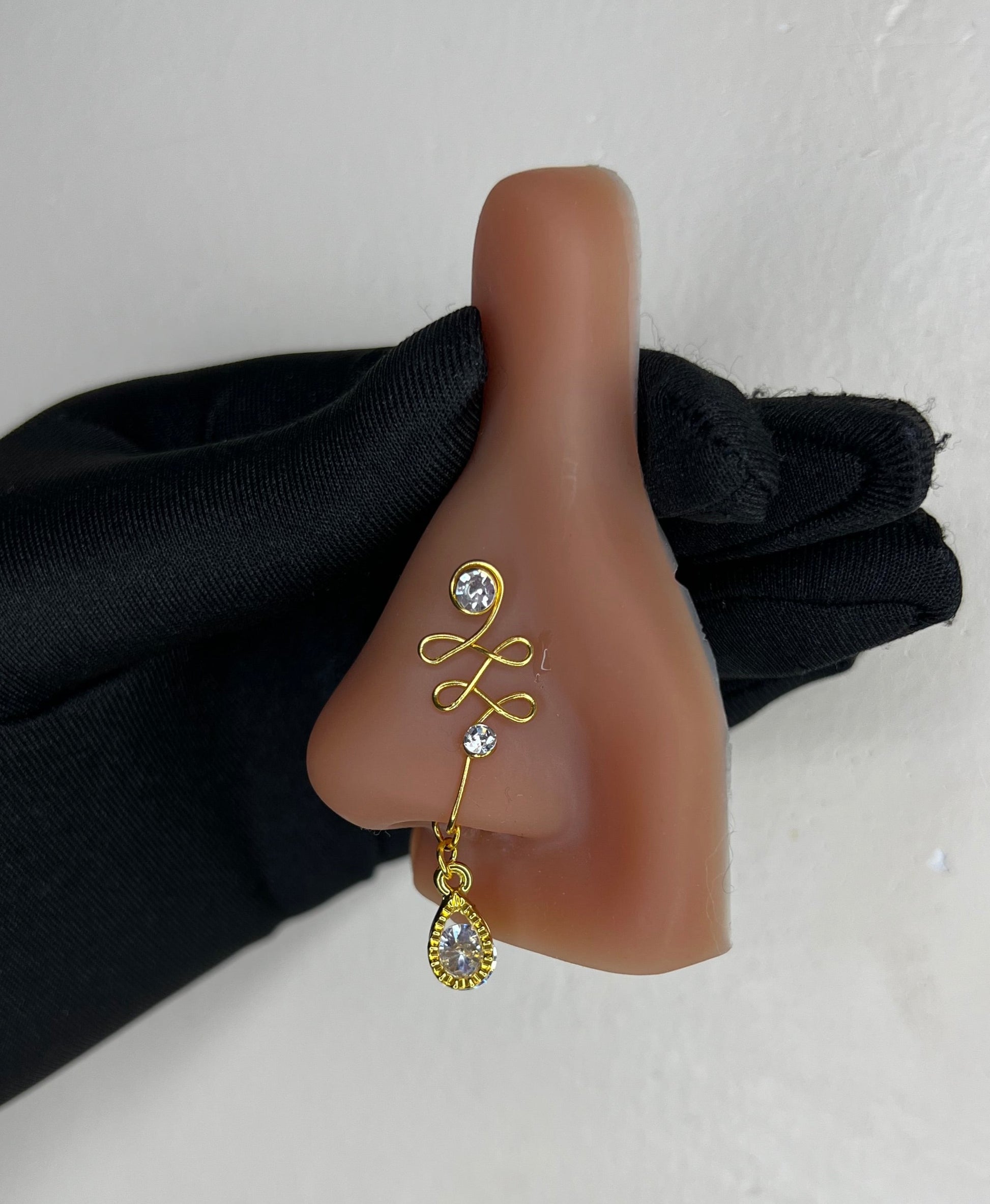 Golden Tear drop Nose cuff Jewellery - Allisonswigbox