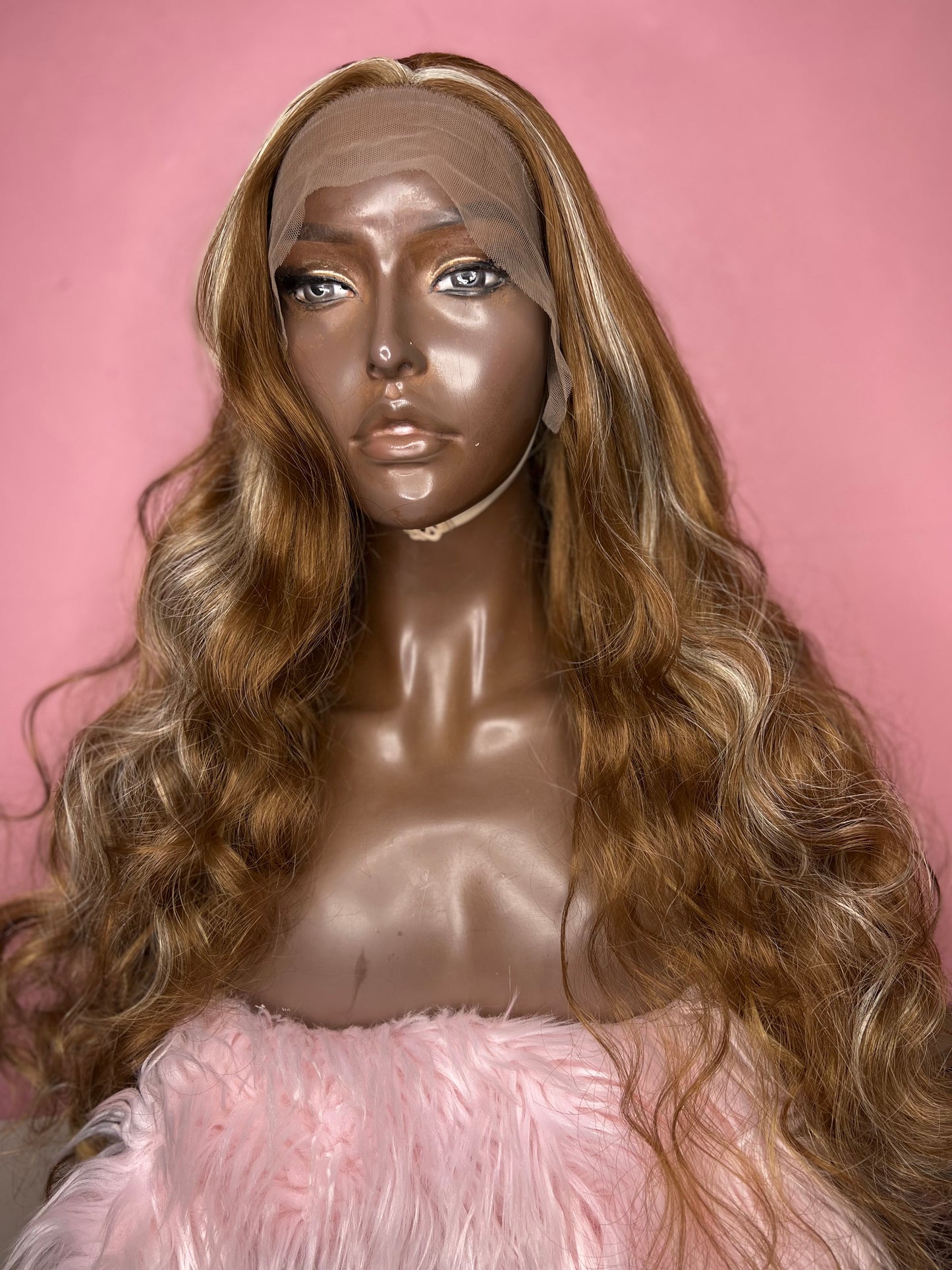 Karesha highlight brown synthetic lace wig