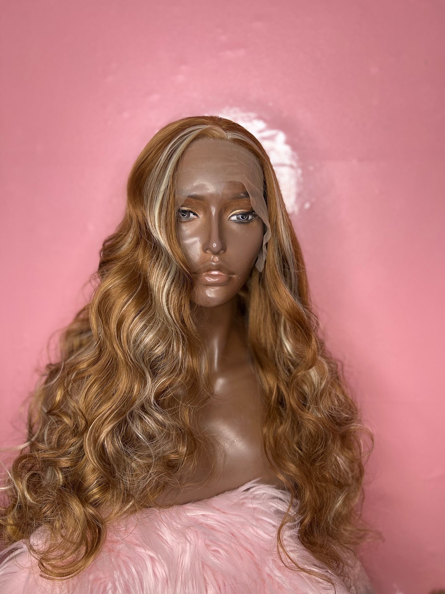 Karesha highlight brown synthetic lace wig