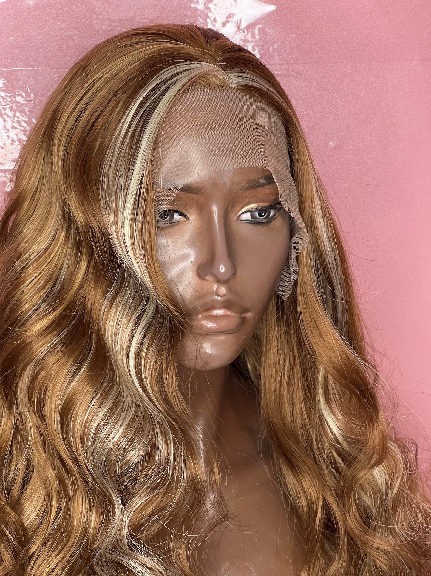 Karesha highlight brown synthetic lace wig