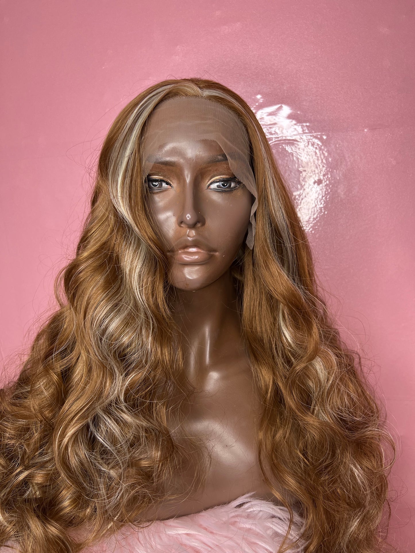 Karesha highlight brown synthetic lace wig