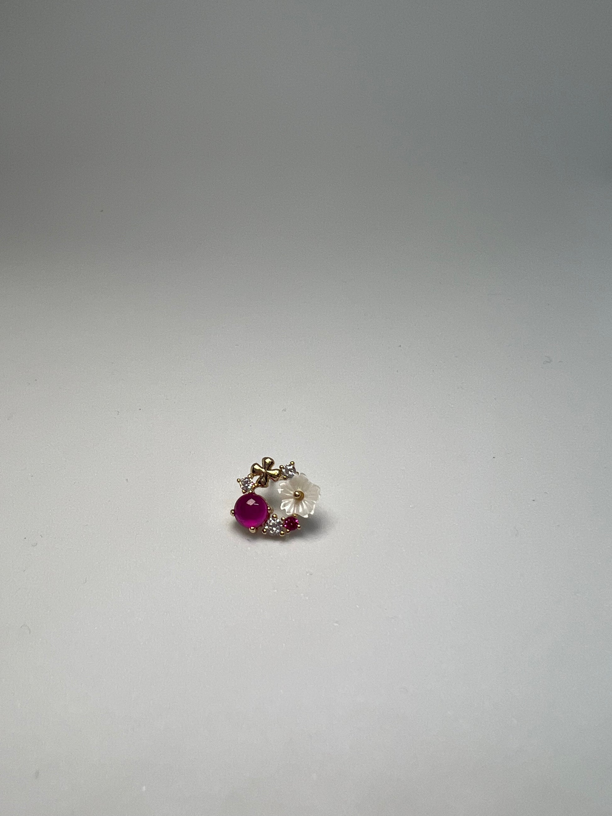 Pink gem flower Nose Stud Piercing Jewelry - Allisonswigbox