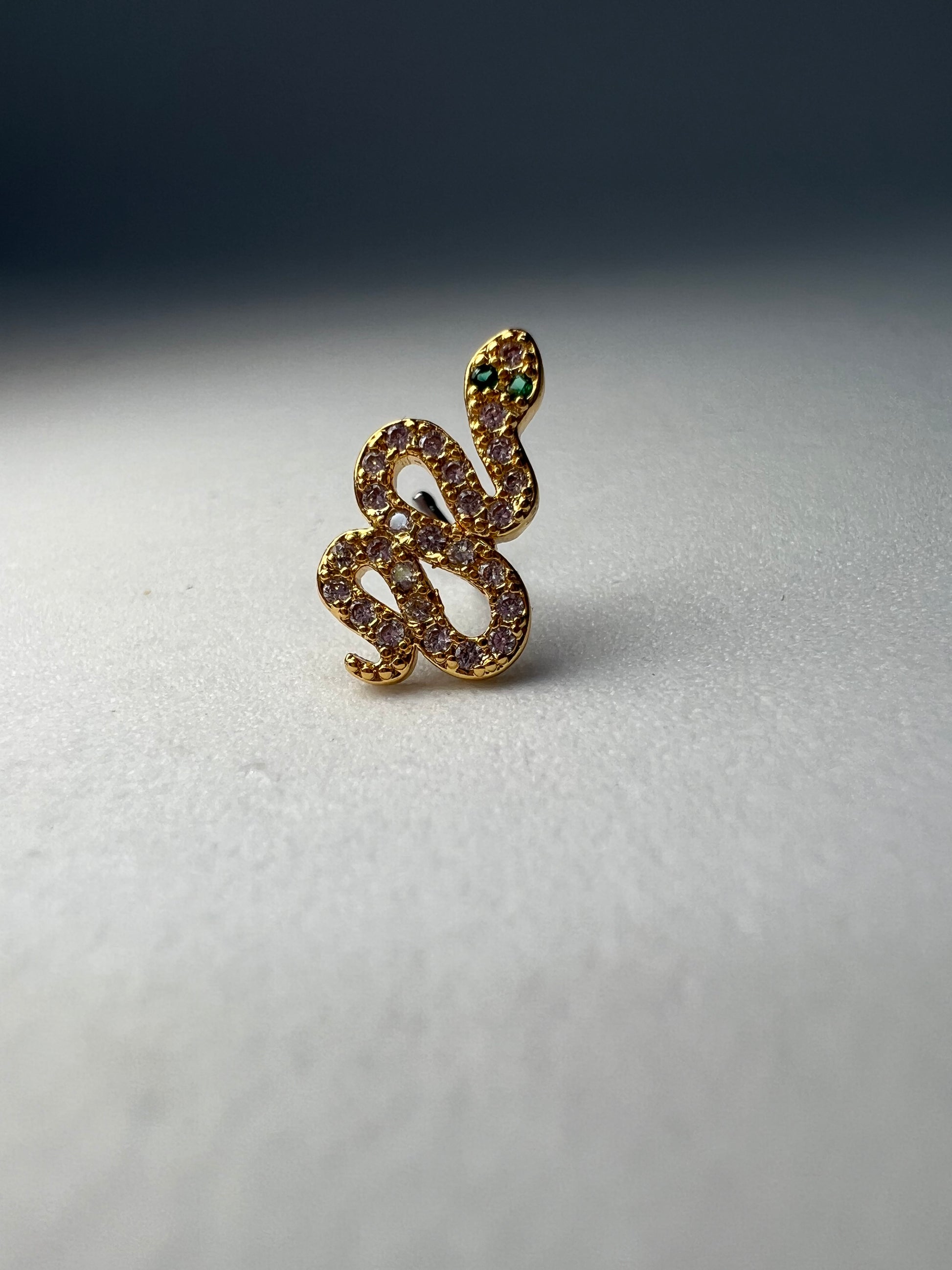 Green eyed Snake Nose Stud Piercing Jewellery - Allisonswigbox