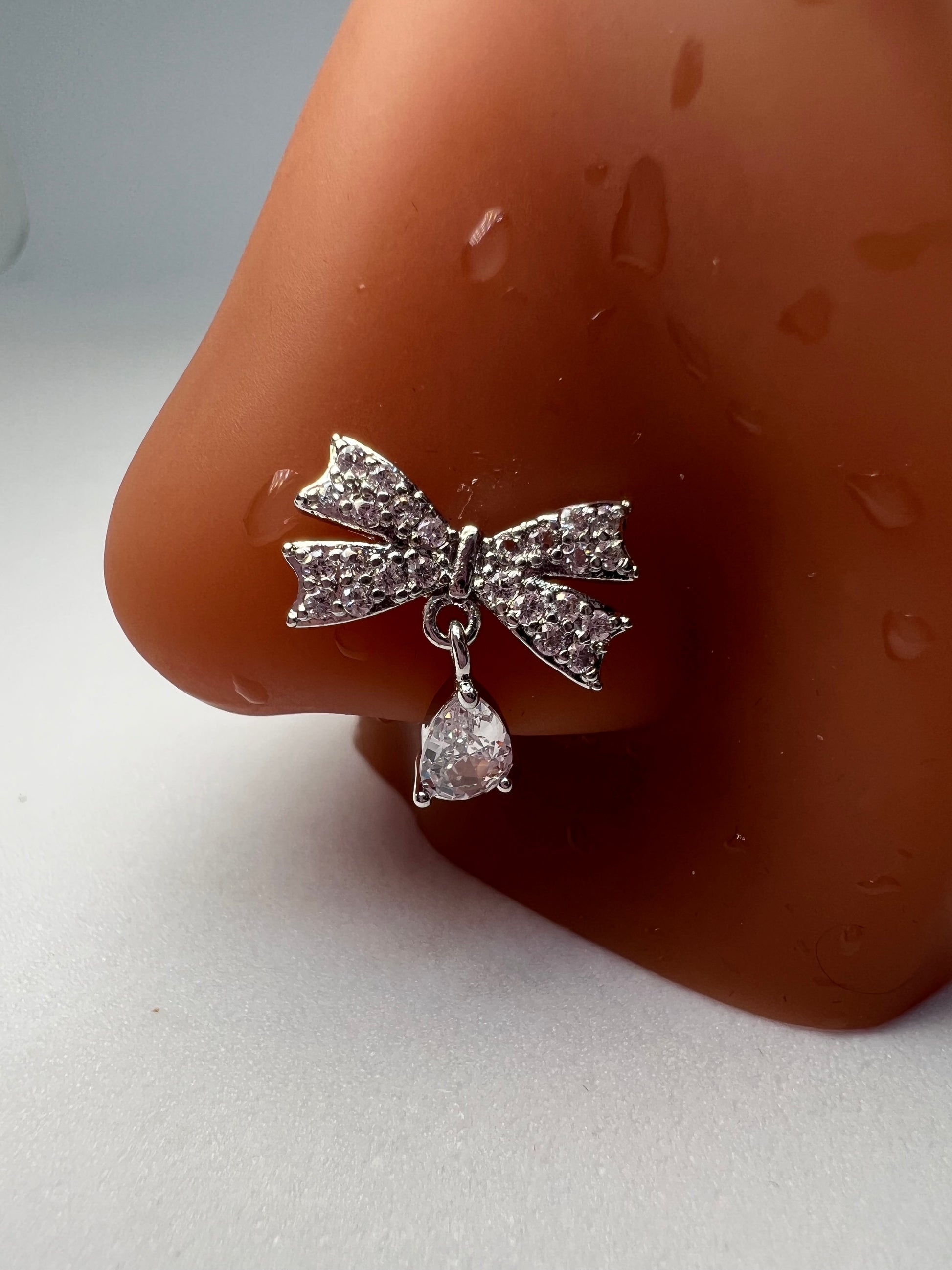 Icey Bow Nose Stud Piercing Jewelry - Allisonswigbox