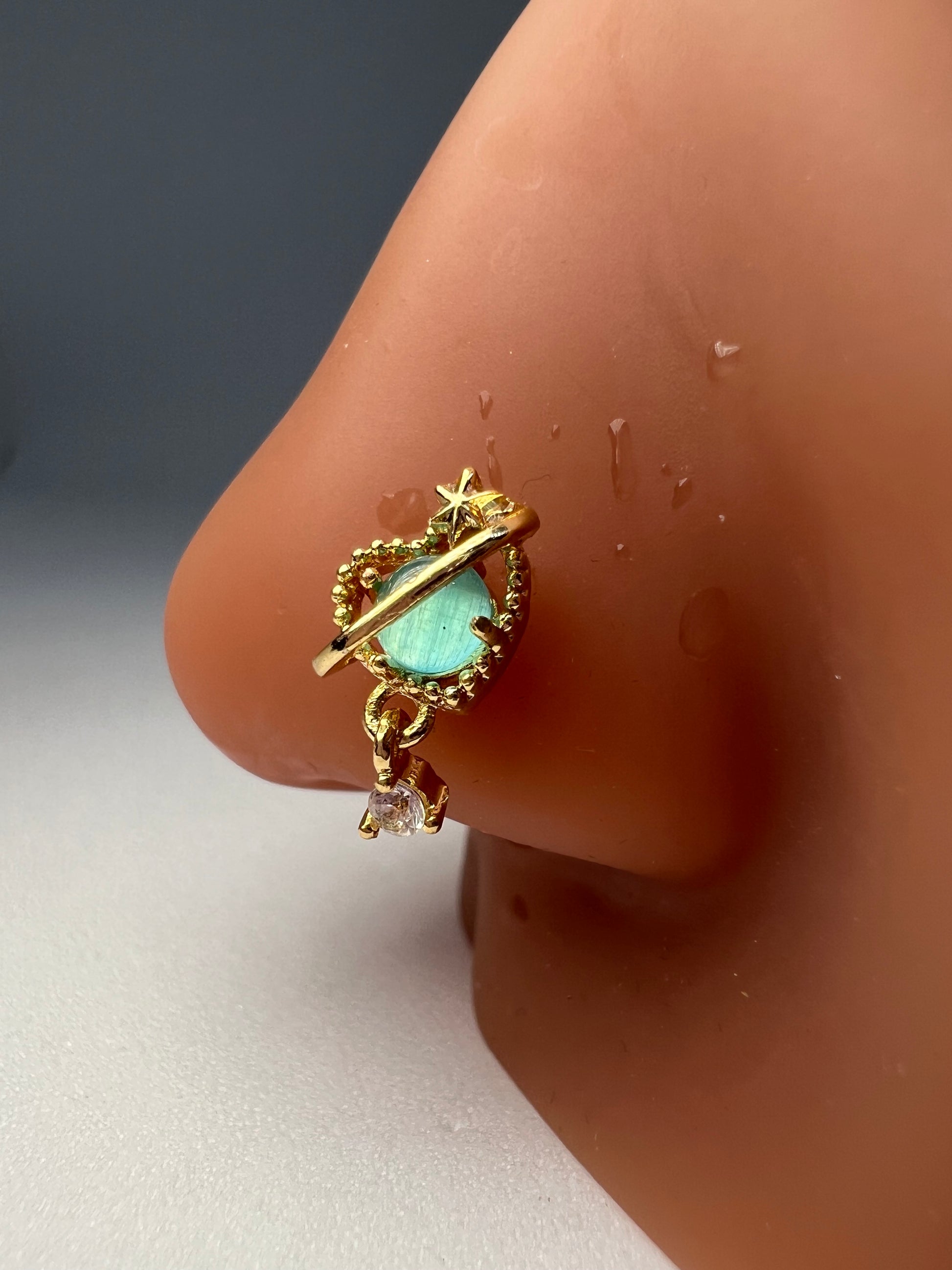 Green Orbit Nose Stud Piercing Jewelry - Allisonswigbox