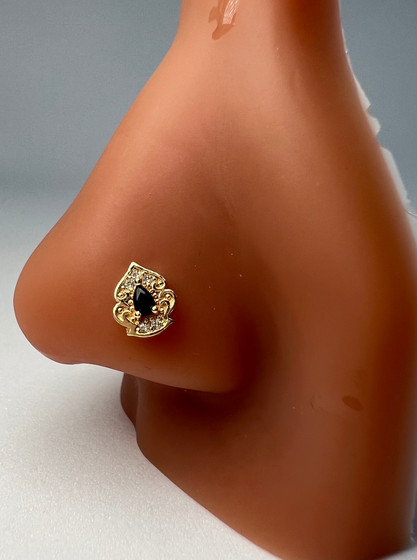 Black Gem Nose Stud Piercing Jewelry - Allisonswigbox