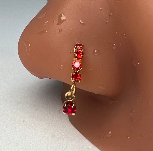 Simple red gem Nose Ring Piercing Jewellery