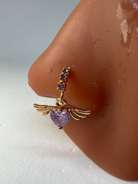 Lilac angel drop Nose Ring Piercing Jewelry - Allisonswigbox