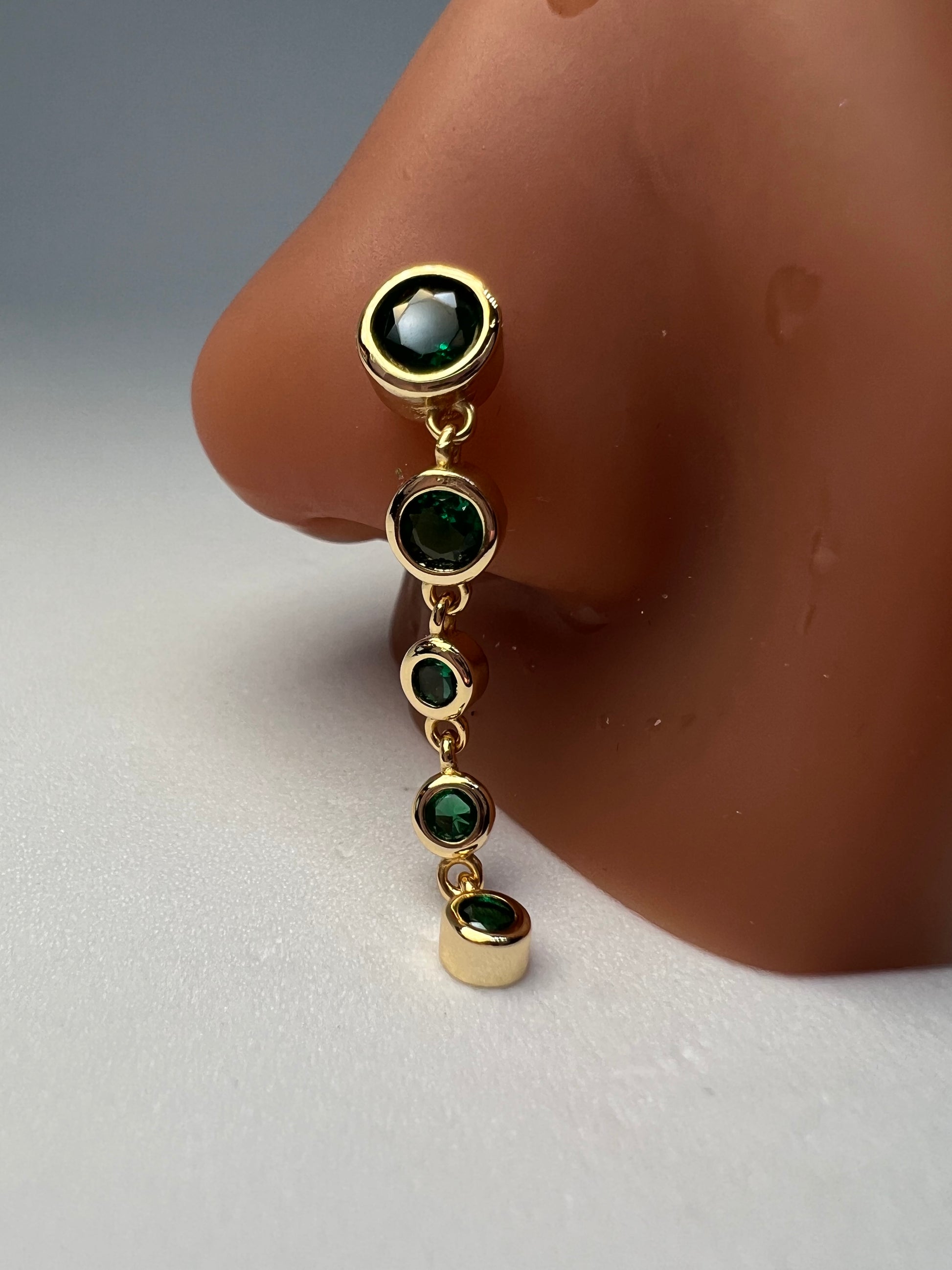 Emerald Poseidon Nose Stud Piercing Jewelry - Allisonswigbox